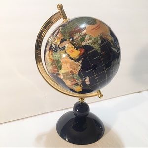Globe Inlaid Lapis SemiPrecious Gemstone Brass